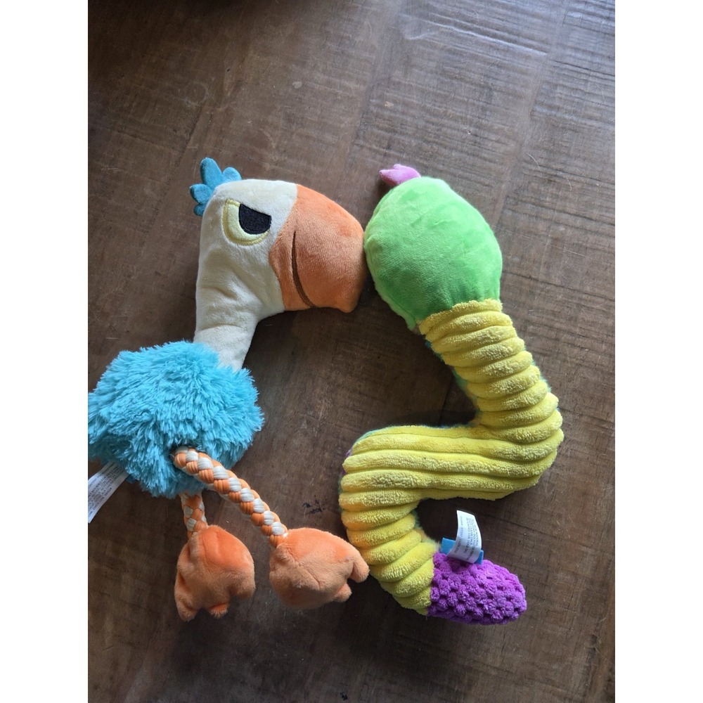 Lot Of Two Dog Toys, Two Bark Brand Dodo Bird Snake Crinkle Rope